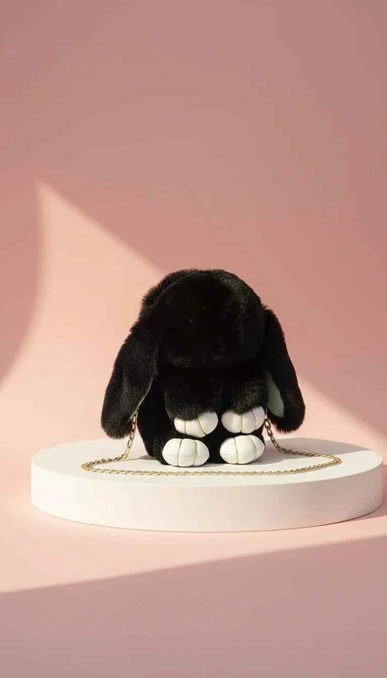 Faux Fur Bunny Rabbit Backpack – Soft Plush Handbag