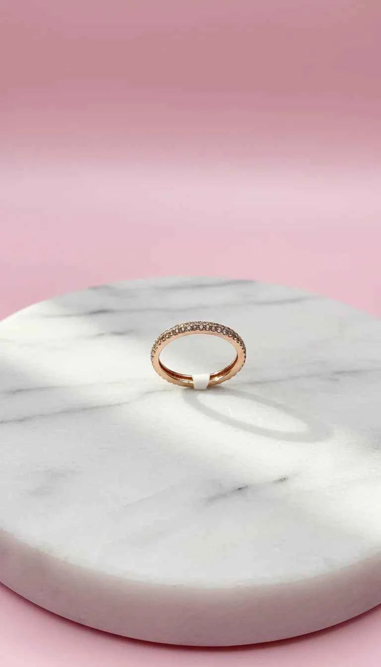 Rose Gold Pave Eternity Band Crystal Ring Box set of 12