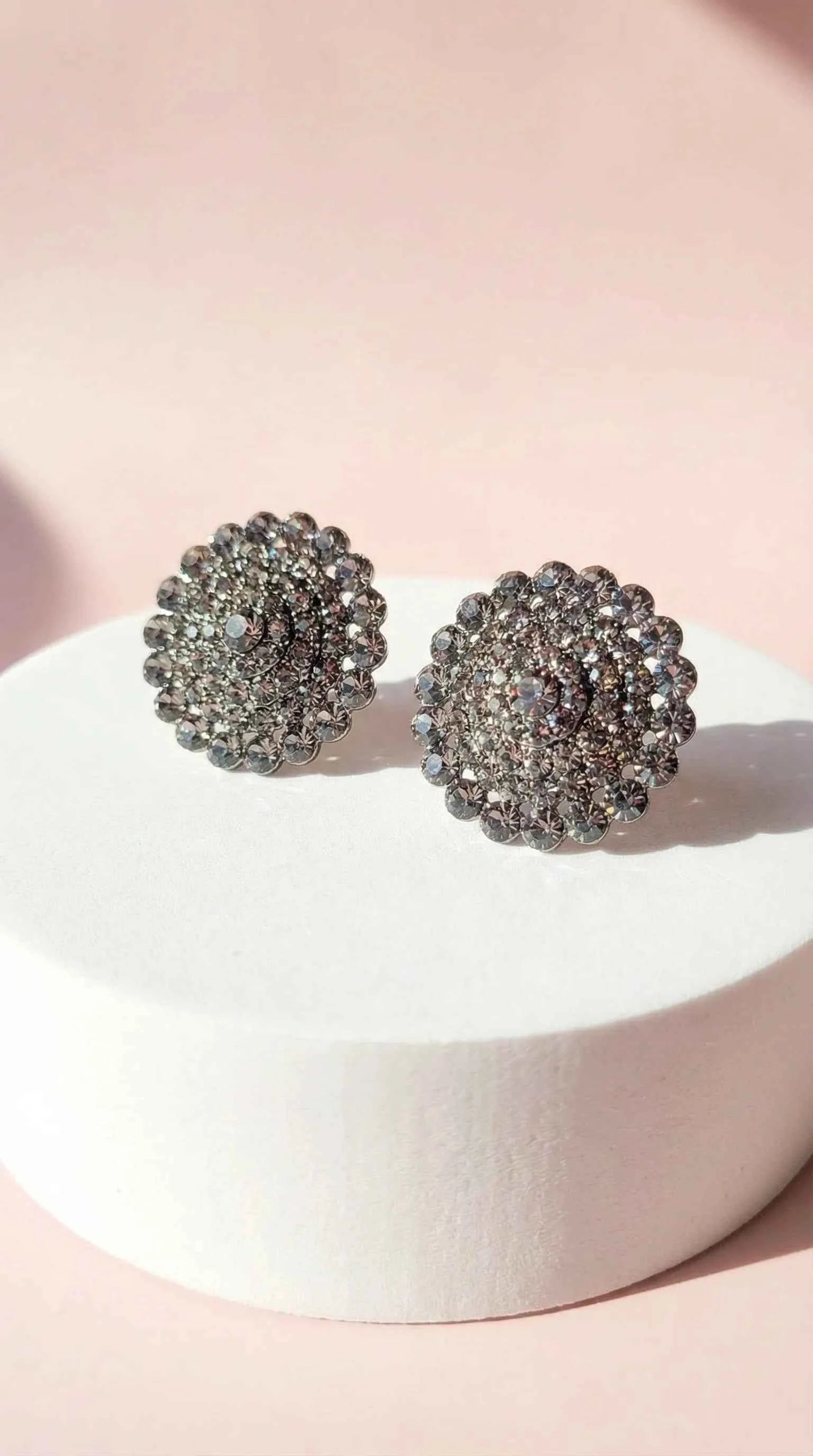 Cluster Crystal Non Pierced Clip On Earrings
