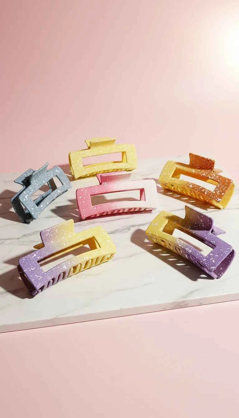 Neon Gradient Rectangular Hair Clamps Pack of 12
