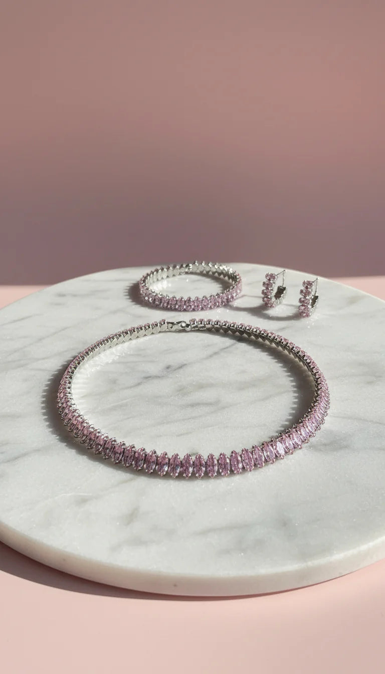Marquise Crystal Choker, Bracelet & Earrings Set