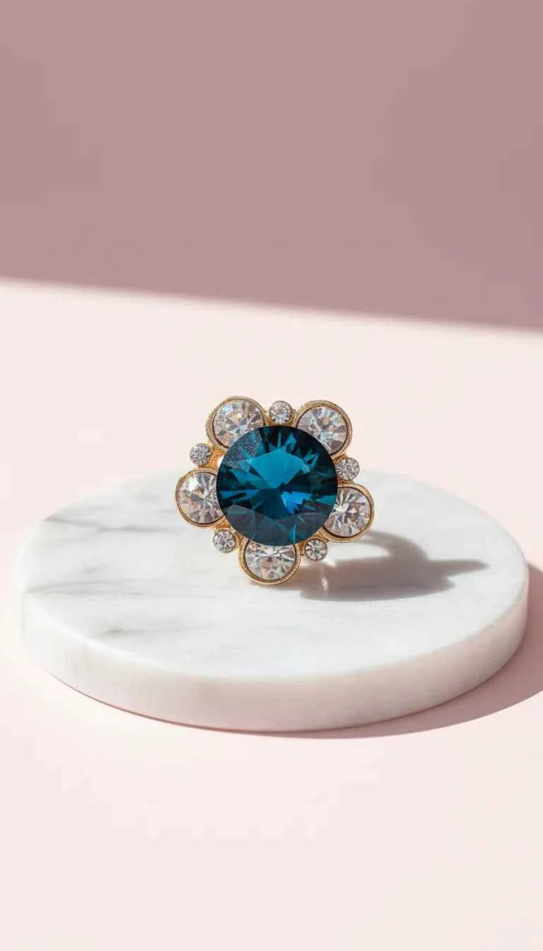 Jewelled Flower Crystal Free size Ring