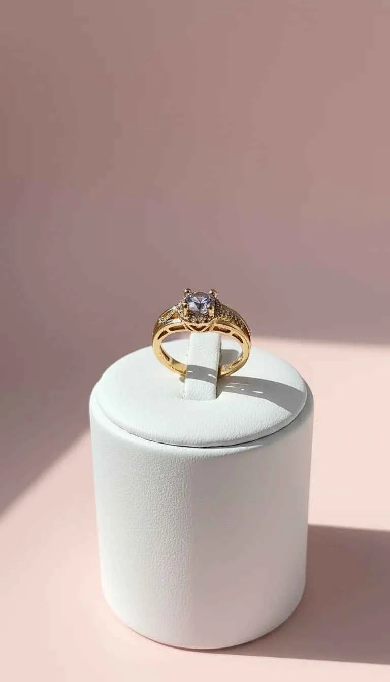 Gold Curved Crystal Ring Gold Box set of 12