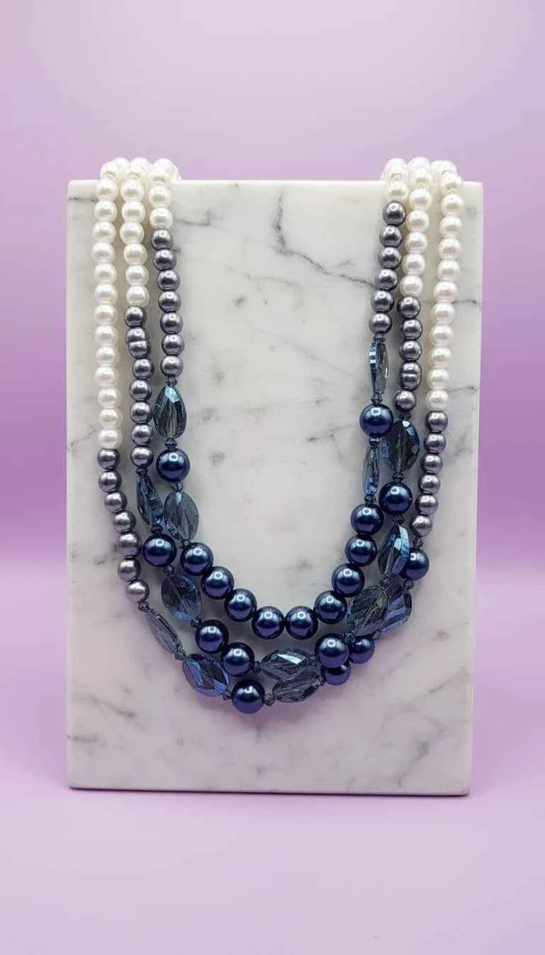 Pearl Multi Layered Necklace & Earrings Set