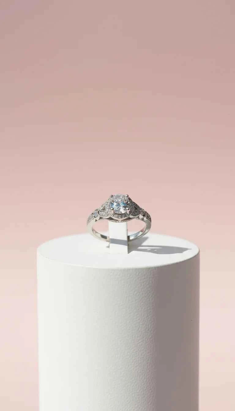 Silver Round Cut Crystal Ring Silver Box set of 12