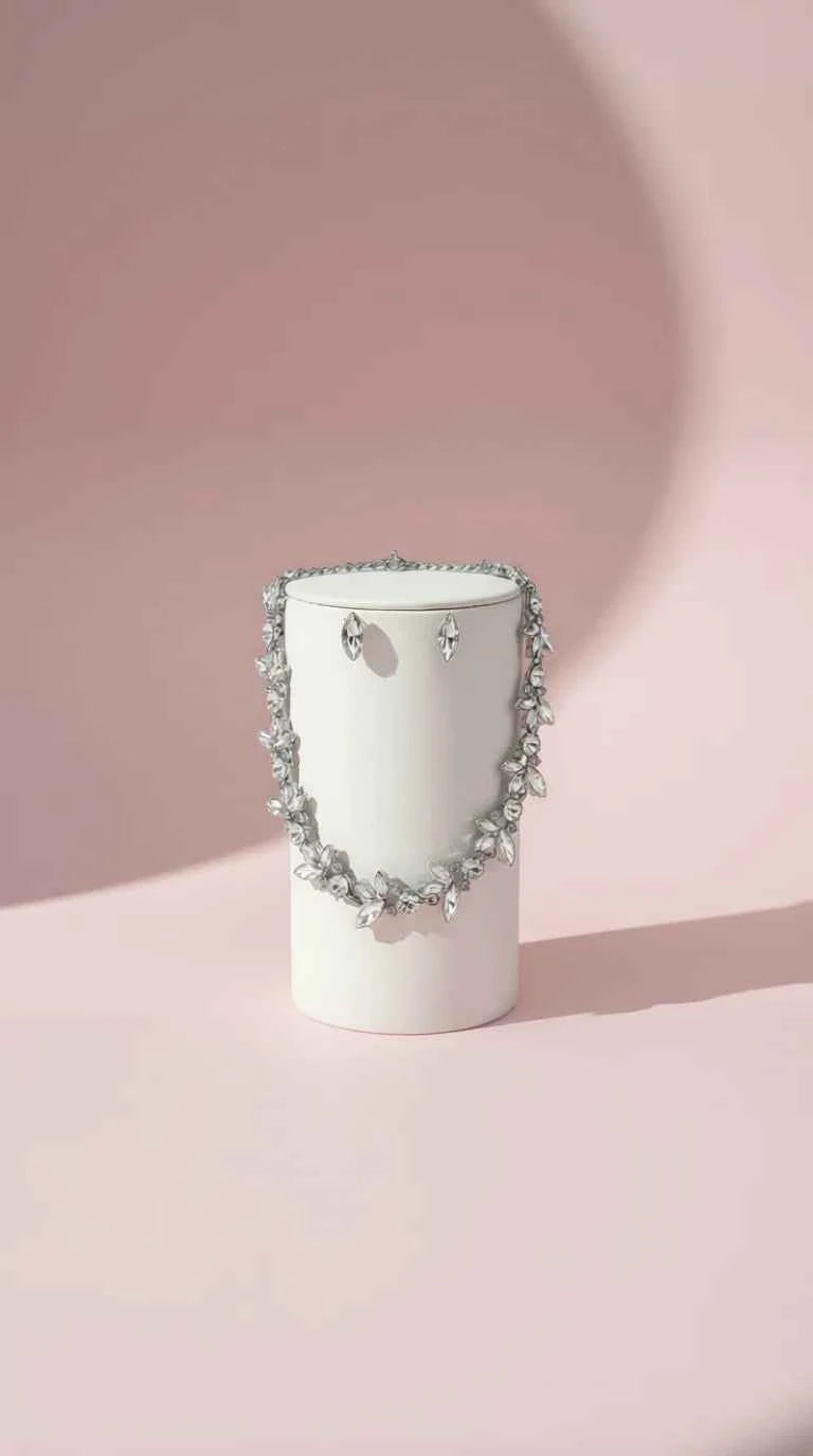 Cluster Crystal Necklace & Earrings Set