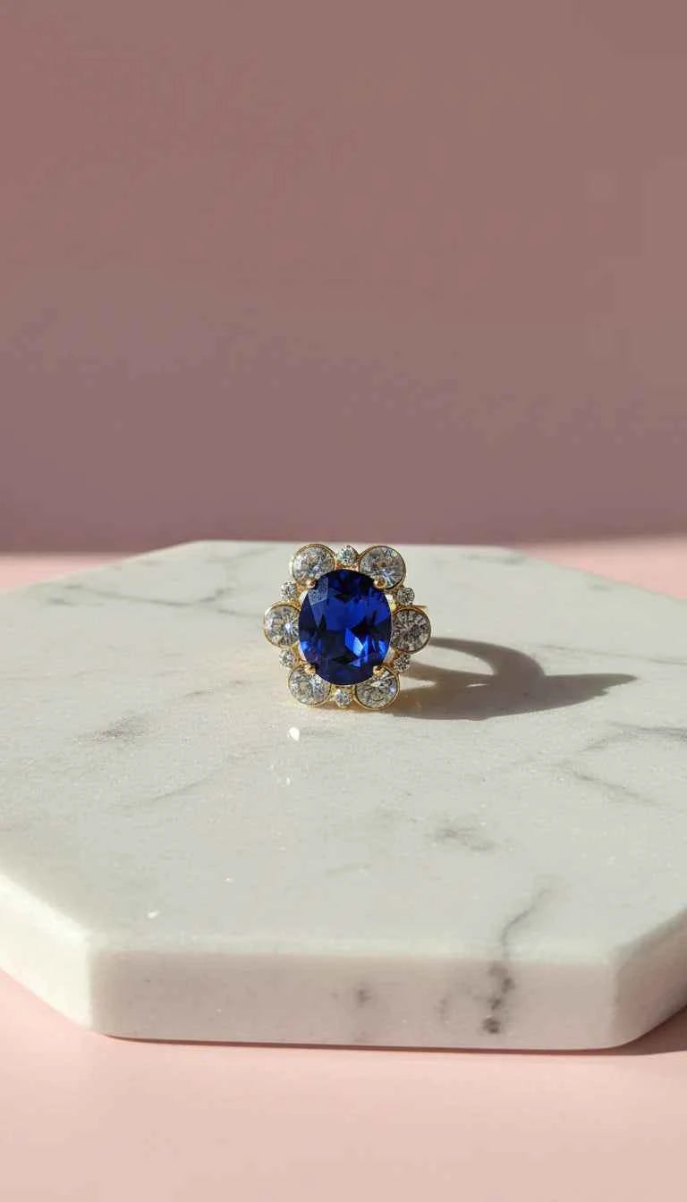 Jewelled Flower Crystal Free size Ring