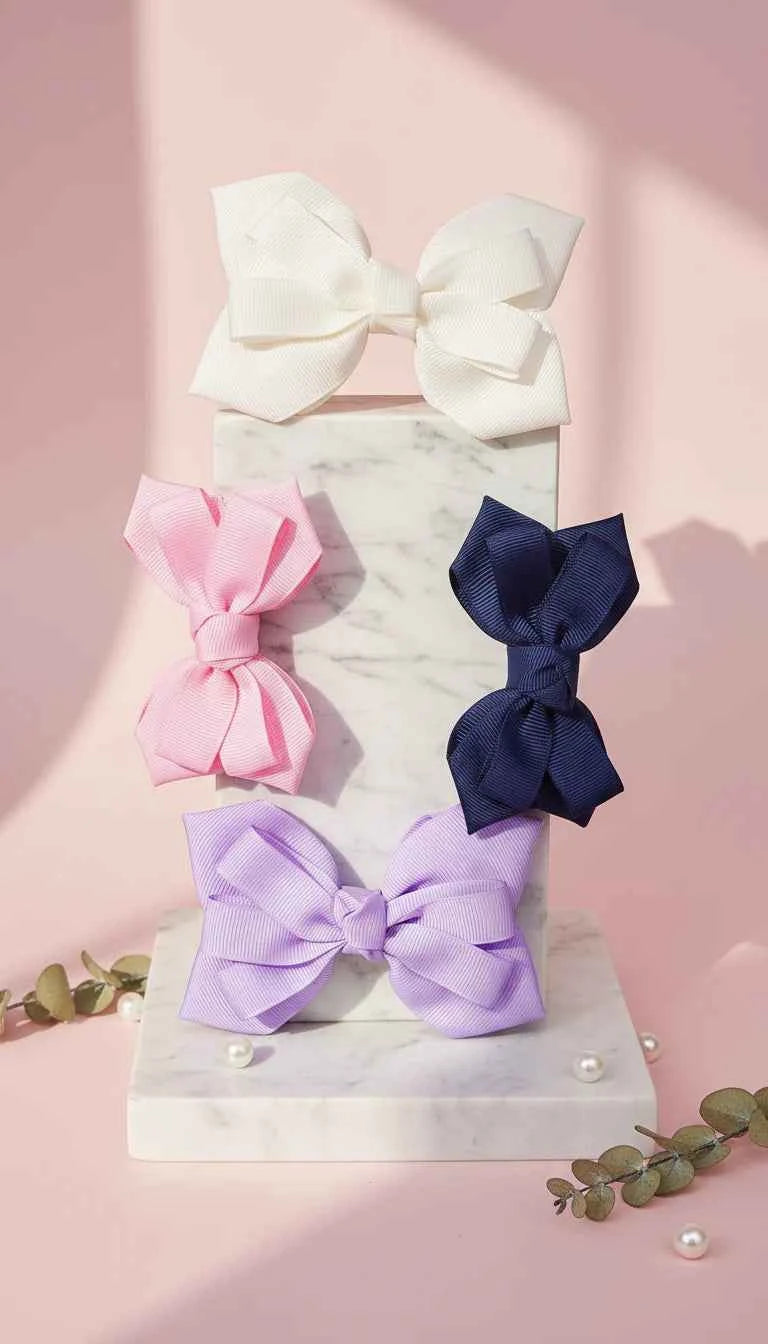 Pastel Hair Bow Clip Slide Bows Pack of 24