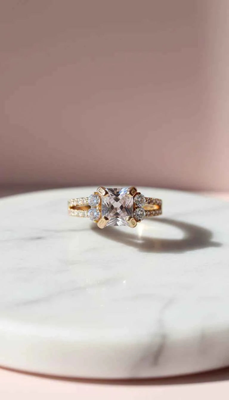 Square Cut Crystal Ring Gold Box set of 12