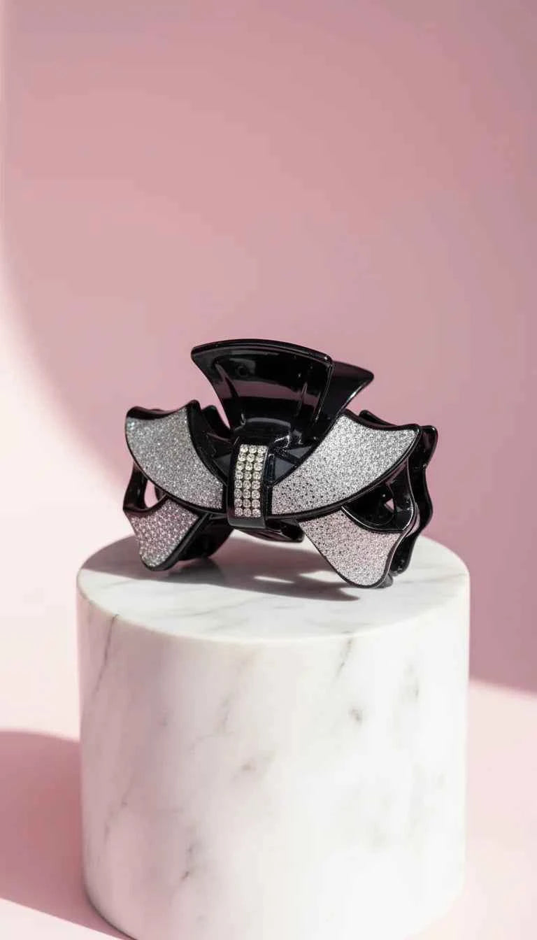Crystal Bow Hair Clamps Pack of 12