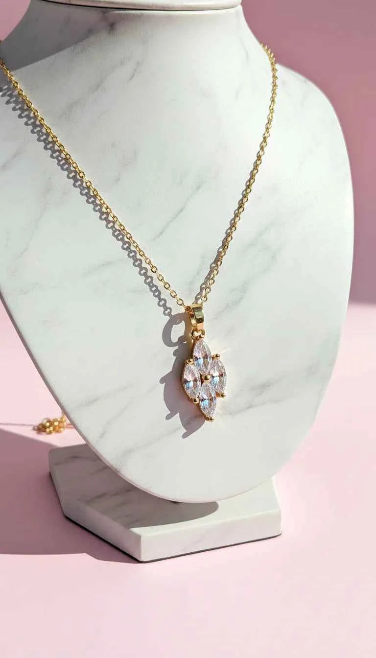 Cubic Zirconia Cluster Crystal Necklace Pendant
