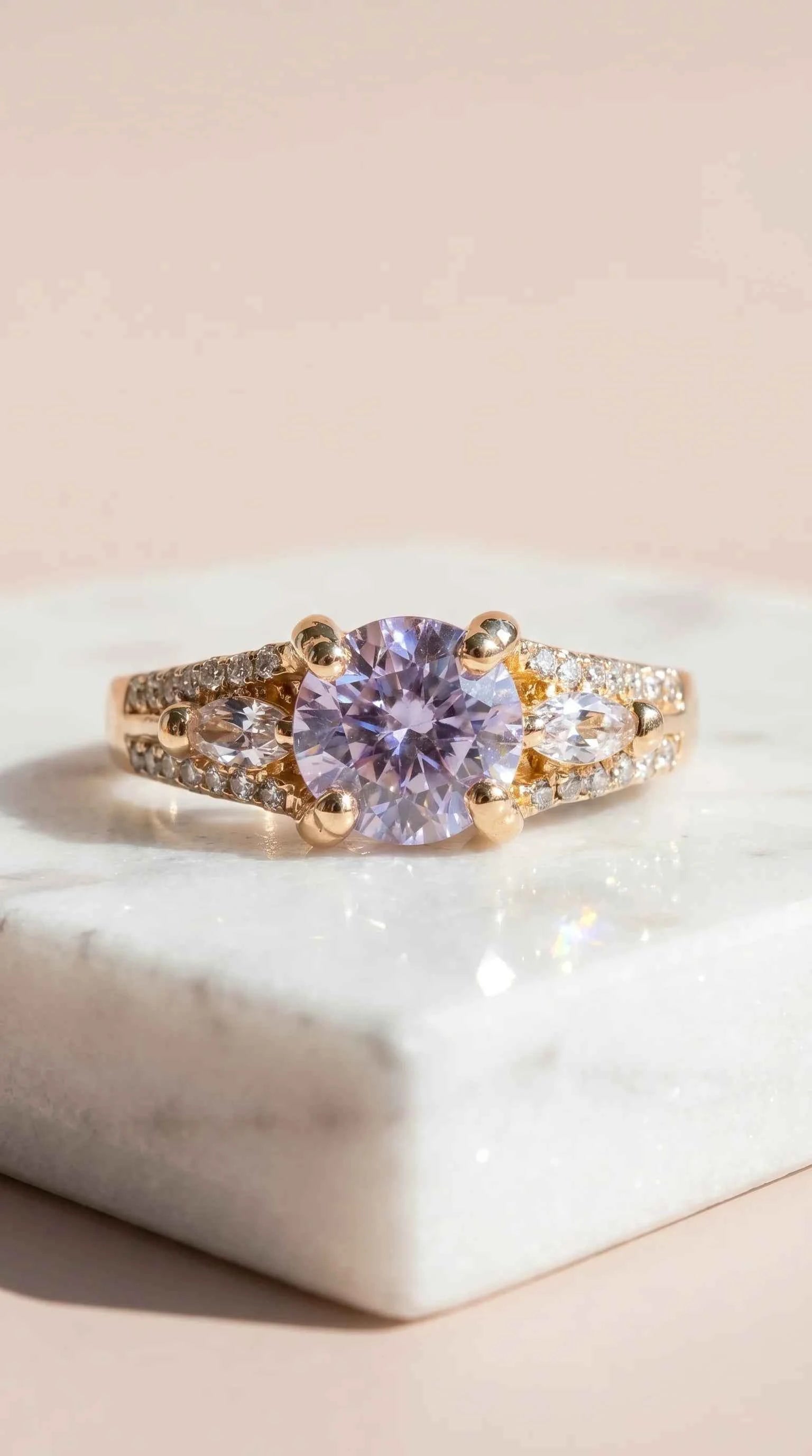 Box Set Of 12 Gold Crystal Rings