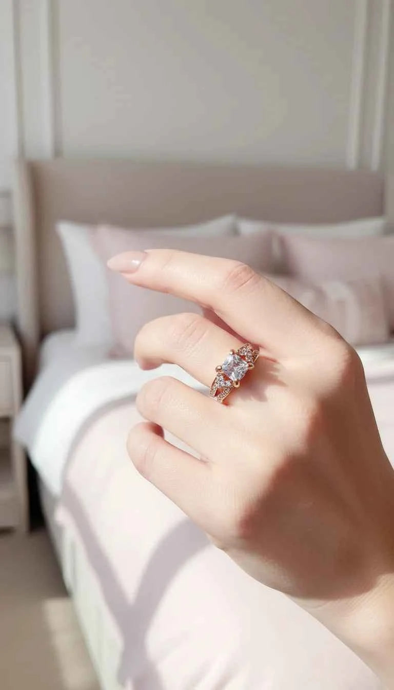 Box Set Of 12 Gold Square Cut Crystal Rings