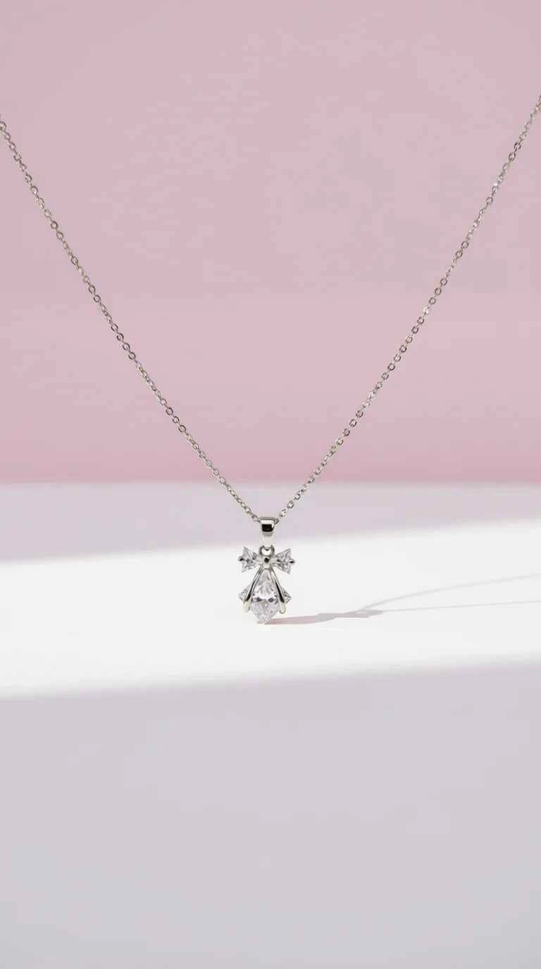 Bow Crystal Pendant Necklace