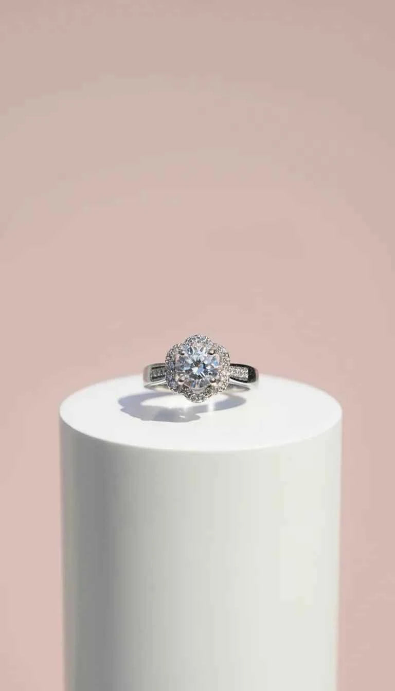 Silver Flower Crystal Ring Silver Box set of 12