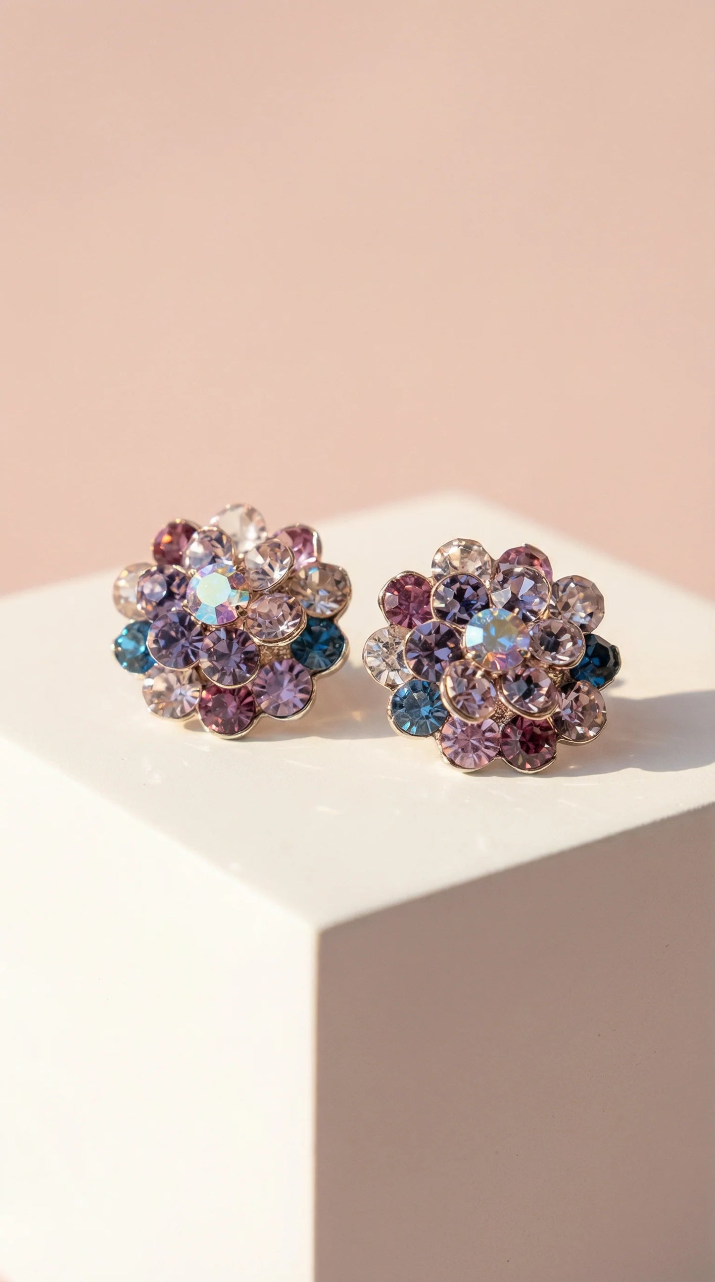 Flower Cluster Crystal Non Pierced Clip On Earrings