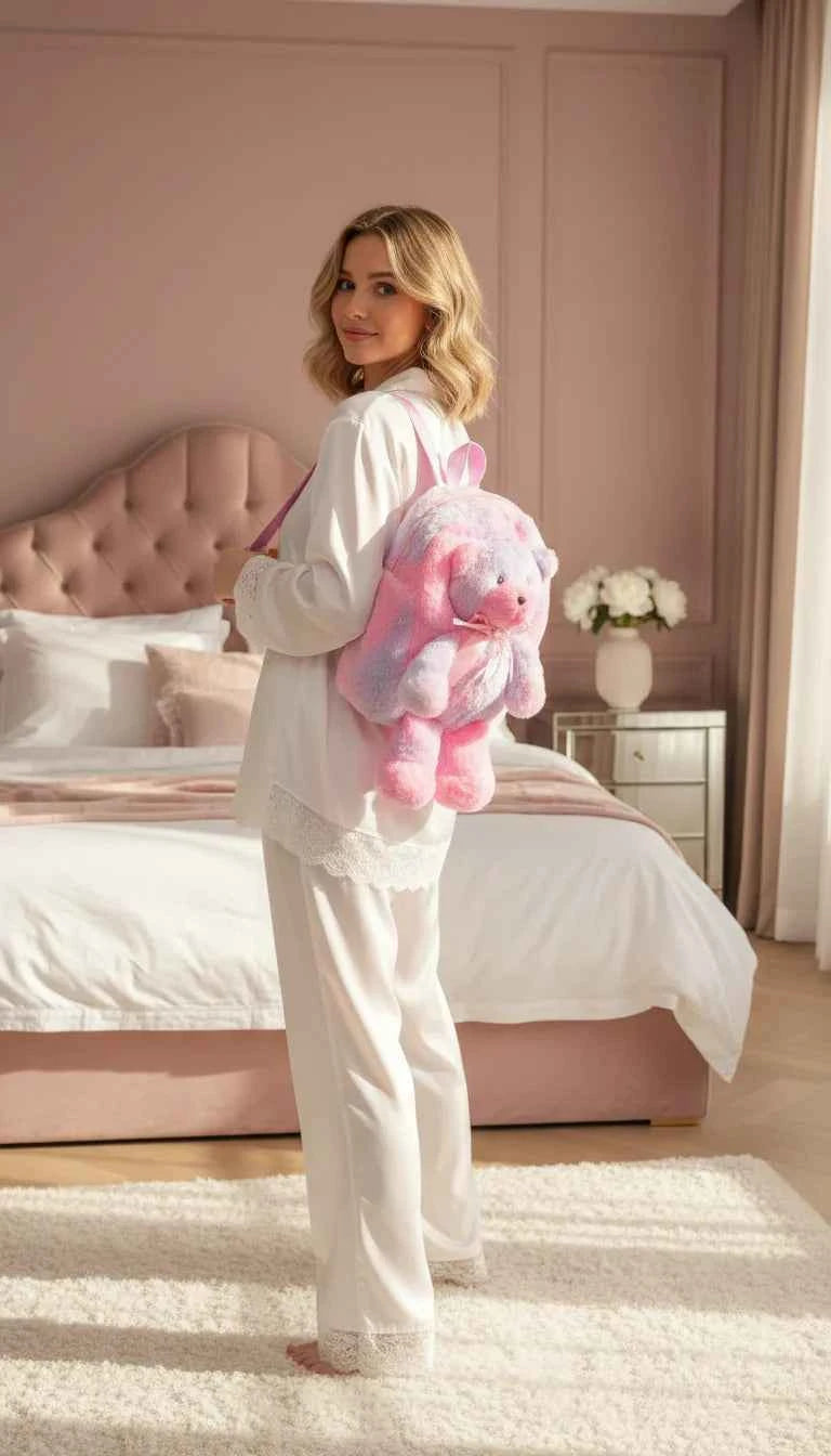 Plush Pastel Fluffy Teddy Bear Backpack