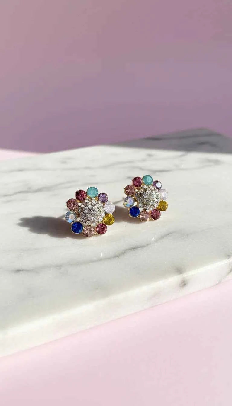 Flower Crystal Stud Earrings