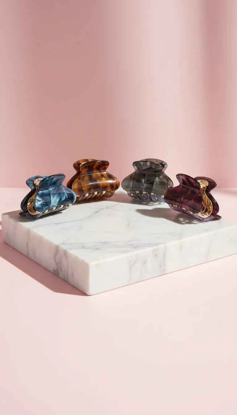 Marbled Mini Hair Clamps Pack of 12