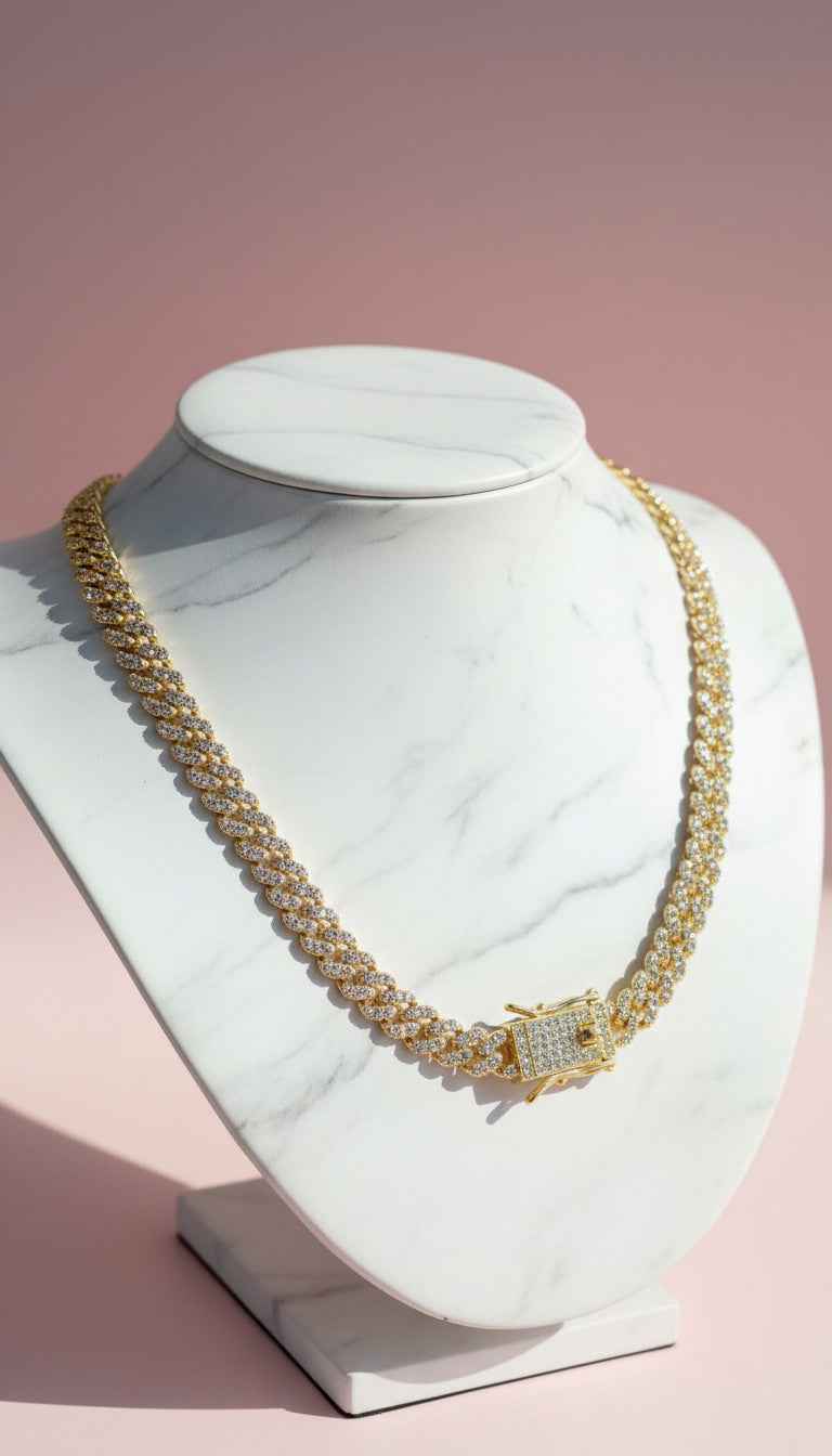 Waterproof Stainless Steel Gold Plated Cuban Link Chain Necklace