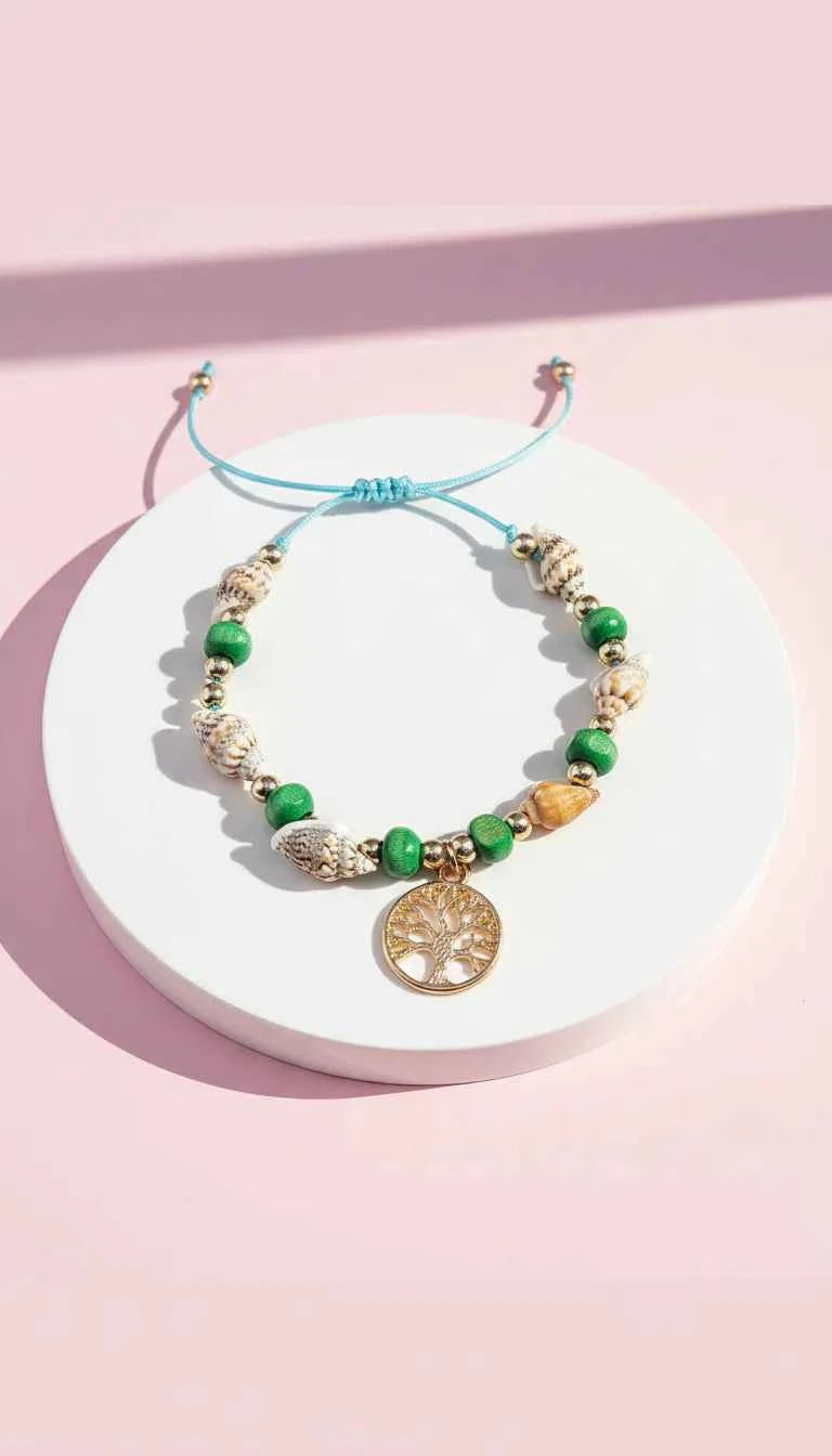 Tree Of Life Beaded Pull Tie Anklet