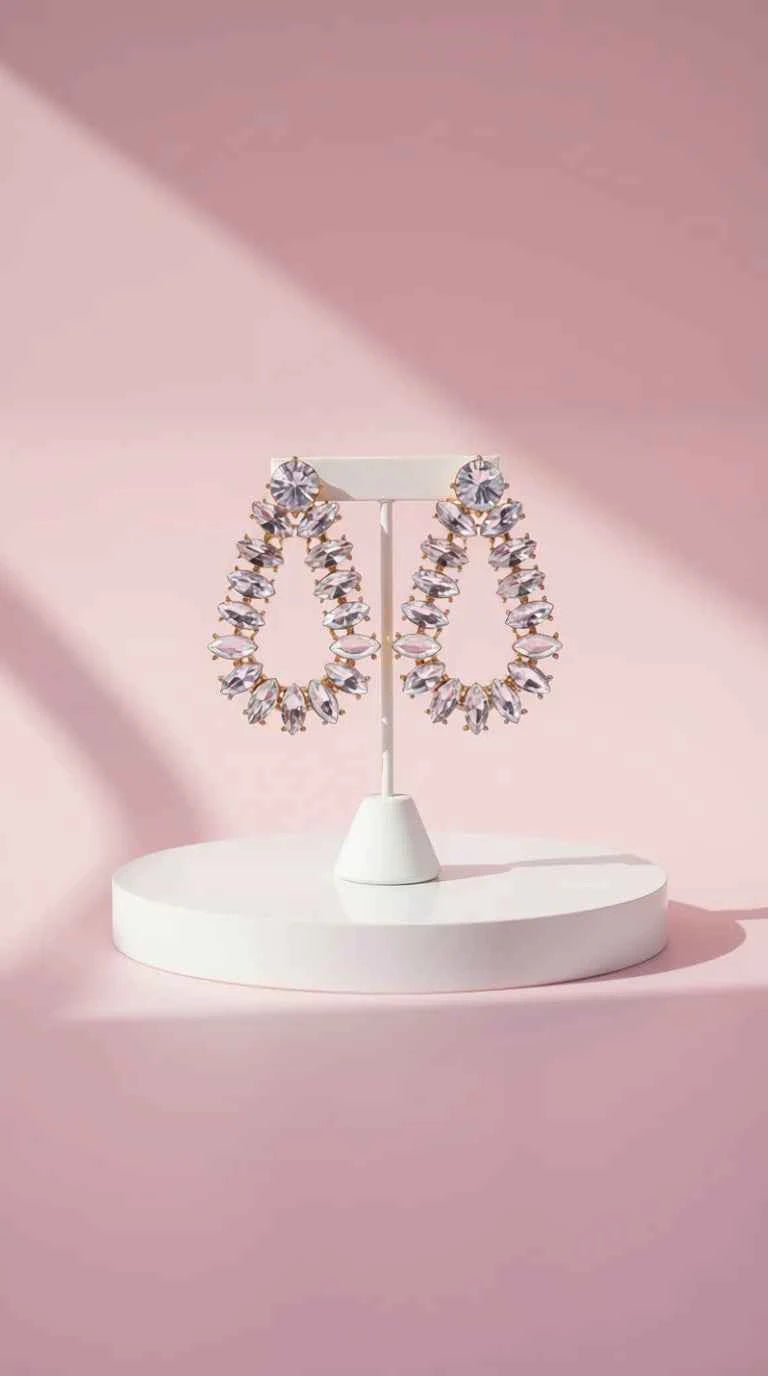 Oval Crystal Drop and Dangle Earrings