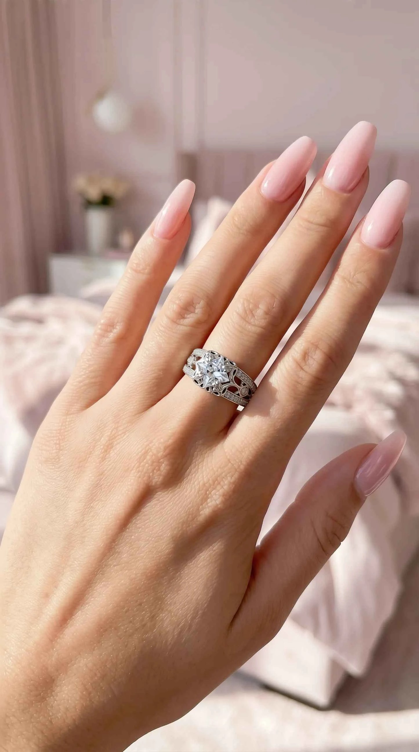 Box Set Of 12 Silver Square Cut Crystal Rings