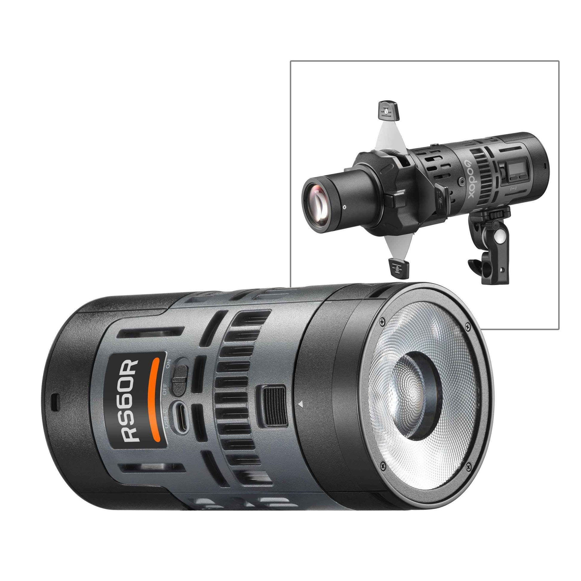 RS60R Super Compact RGB LED Video Light and SP36K Projection Attachment 1K Kit
