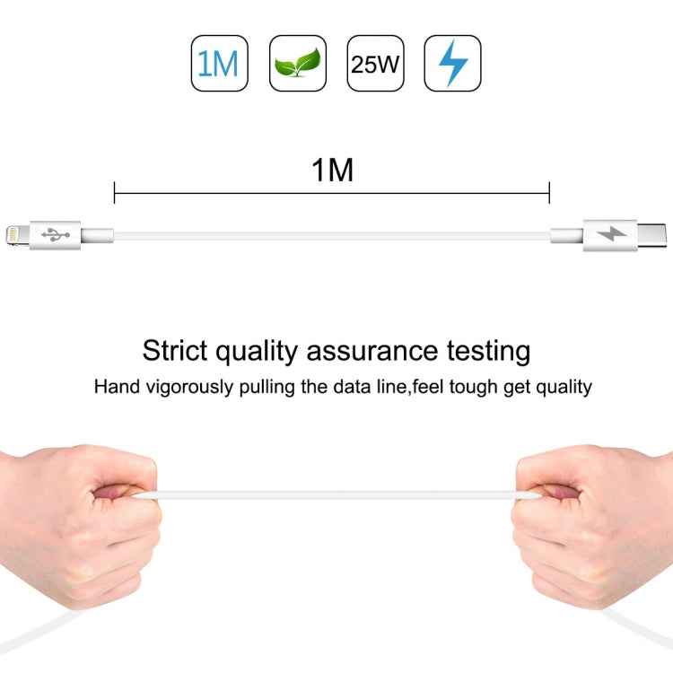 HAWEEL 25W 3A USB-C / Type-C to 8 Pin PD Fast Charging Cable for iPhone, iPad, Cable Length:1m, Type-C to 8 Pin 1m
