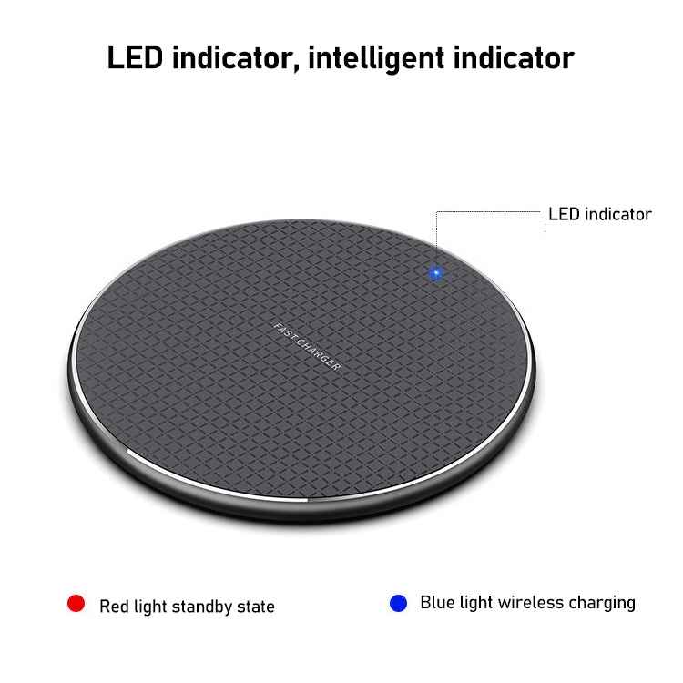 K8 15W Aluminum Alloy Round Desktop Wireless Charger with 1m Type-C Fast Charging Cable, K8