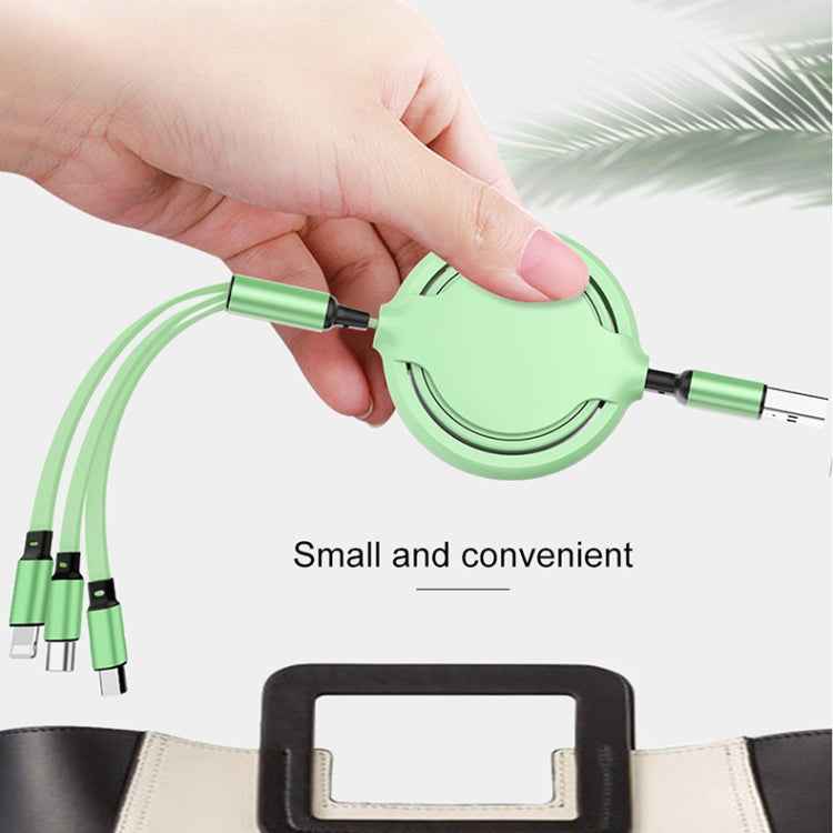 3.5A Liquid Silicone 3 in 1 USB to USB-C / Type-C + 8Pin + Micro USB Retractable Data Syn Charging Cable
