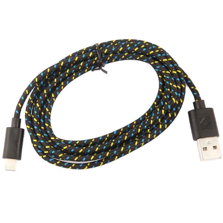 1m Nylon Netting Style USB 8 Pin Data Transfer Charging Cable for iPhone, iPad