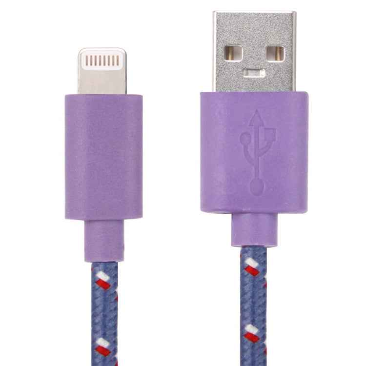 1m Nylon Netting Style USB 8 Pin Data Transfer Charging Cable for iPhone, iPad