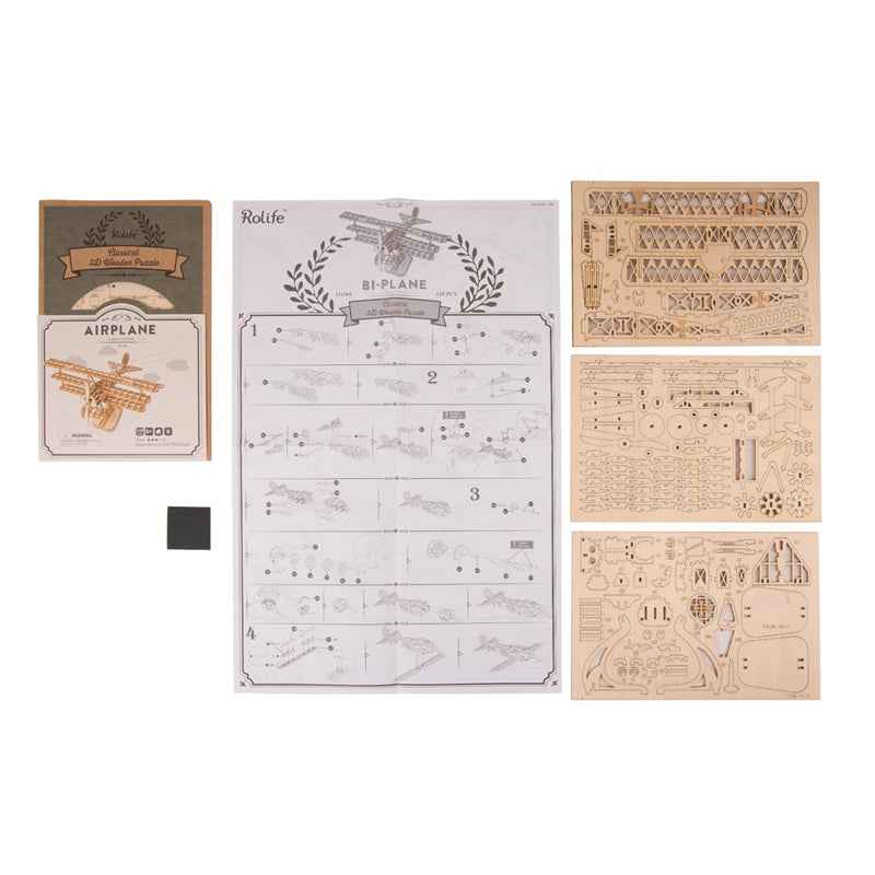 Airplane Bi-Plane TG301 3D Wooden Puzzle
