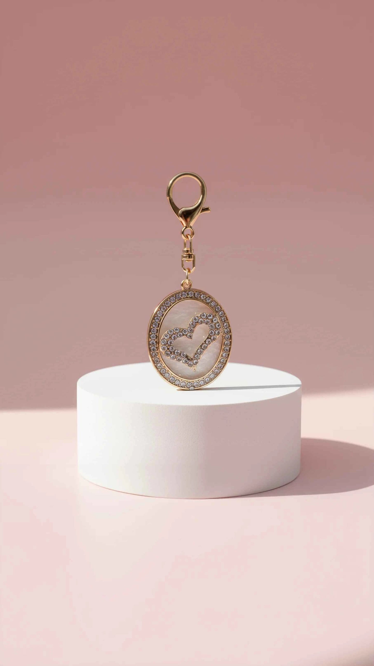 Crystal Oval Heart Key Ring & Bag Charm