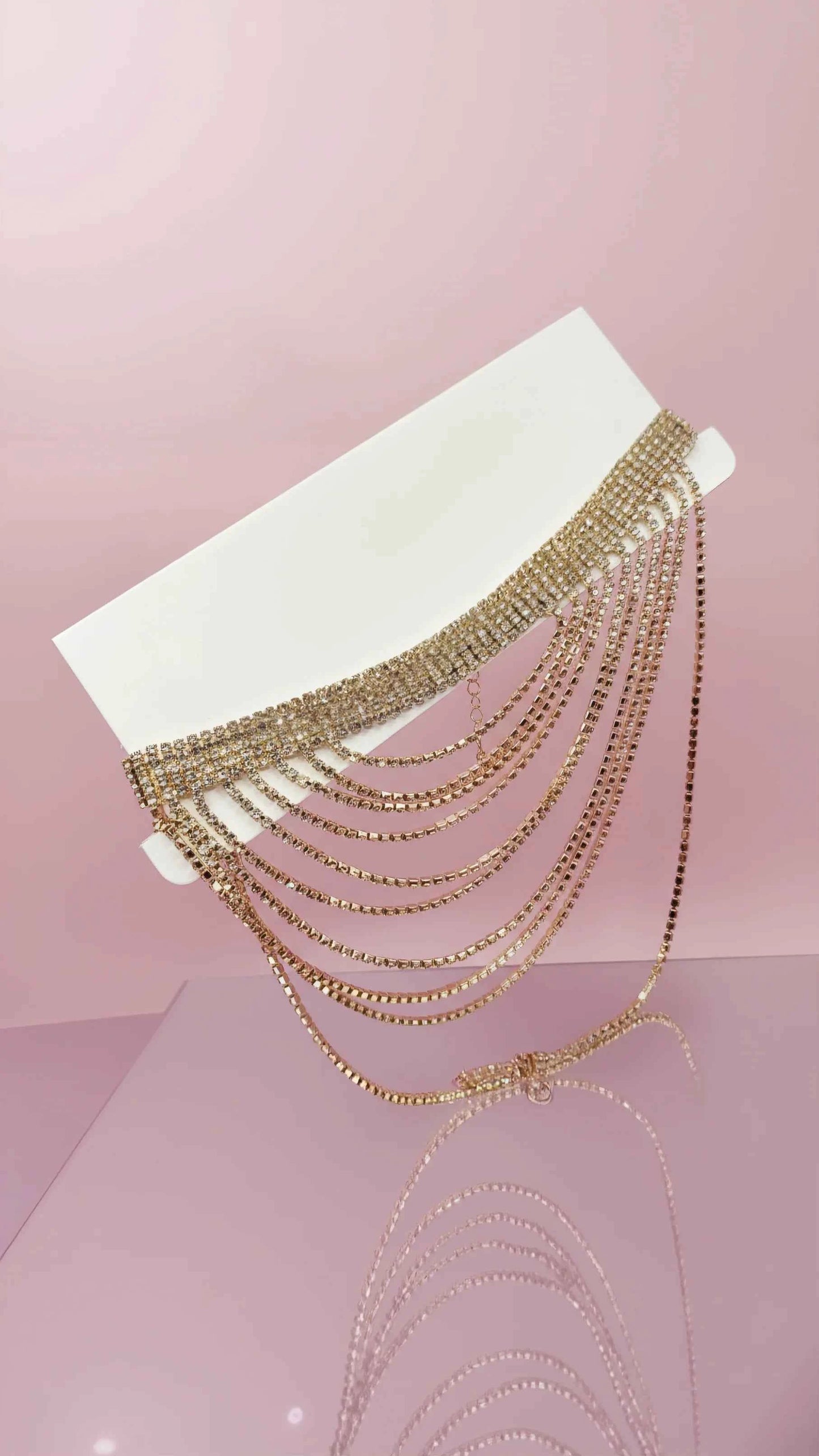 Layered Diamante Crystal Choker Necklace