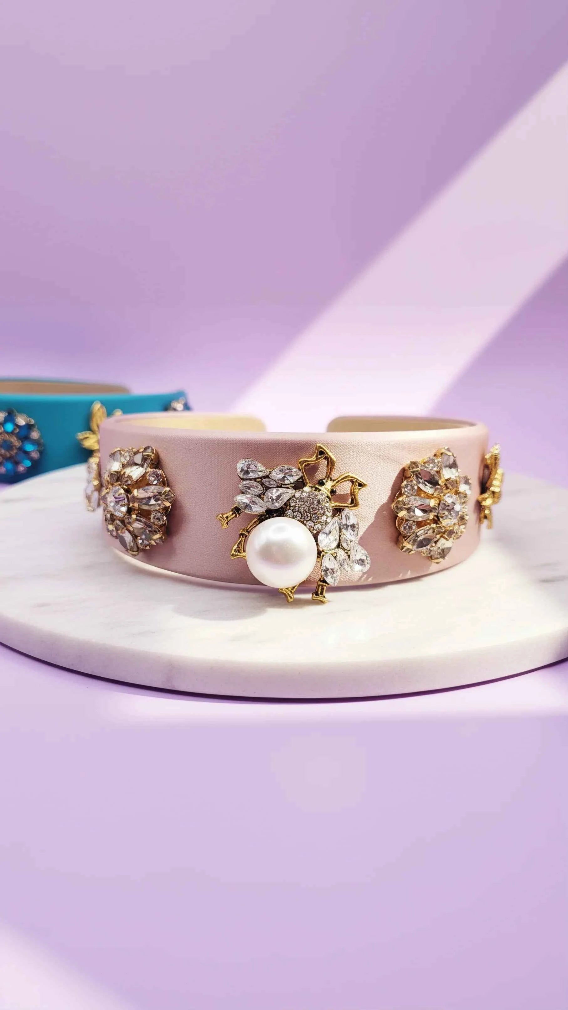 Bee & Flower Crystal Satin Hair band