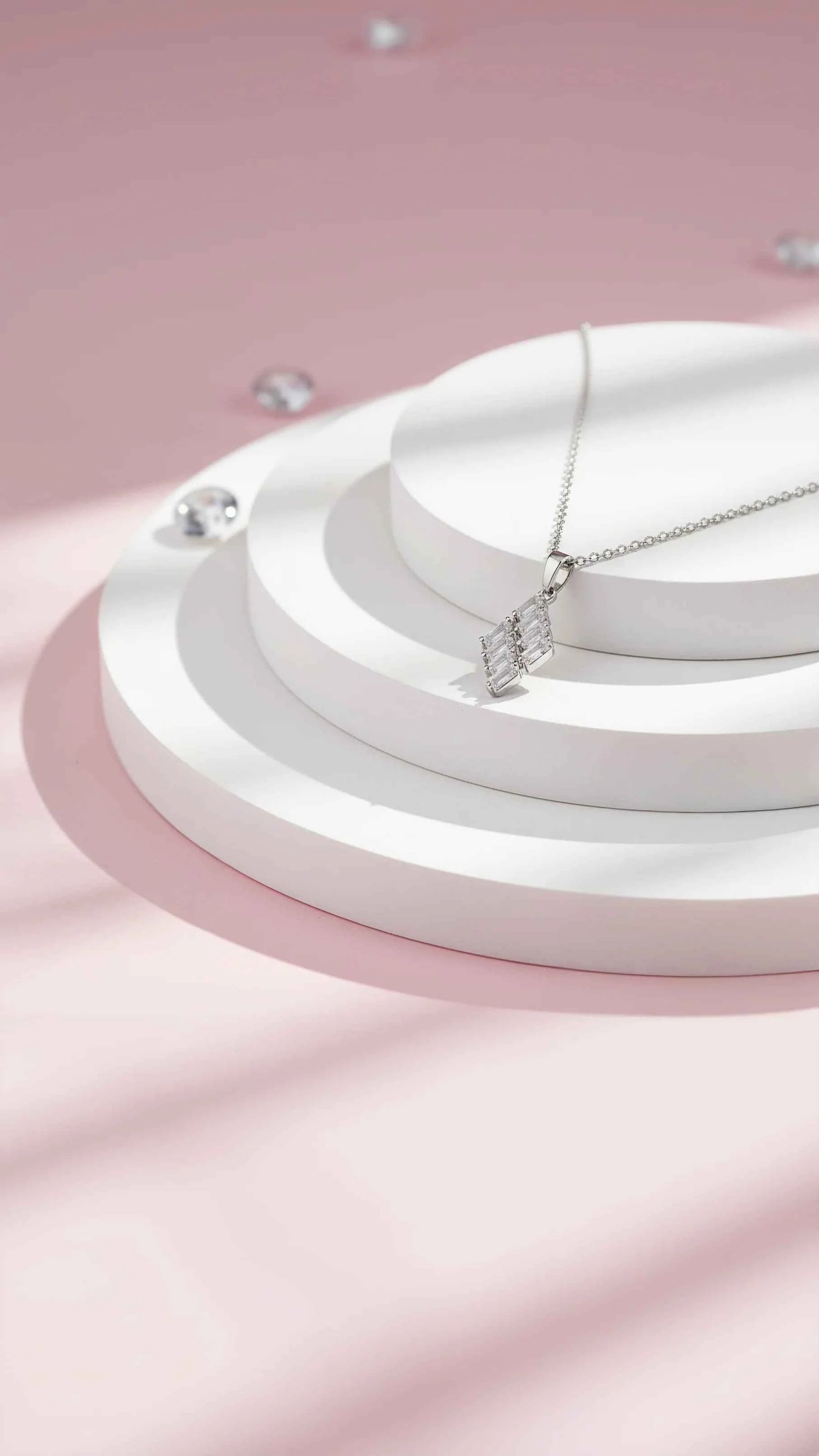 Baguette Cut Crystal Pendant Necklace