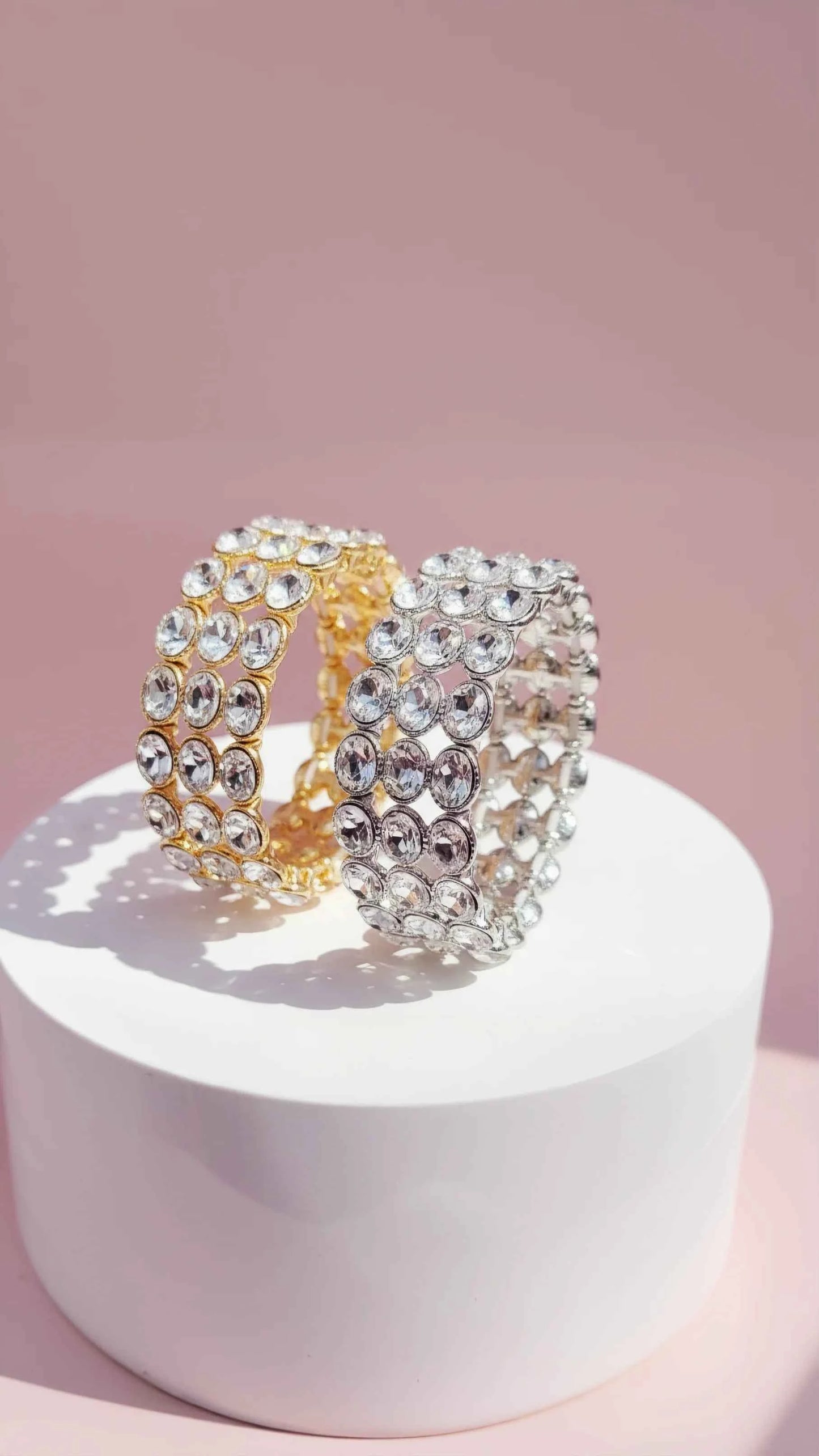 Oval Layered Crystal Stretchy Bracelet