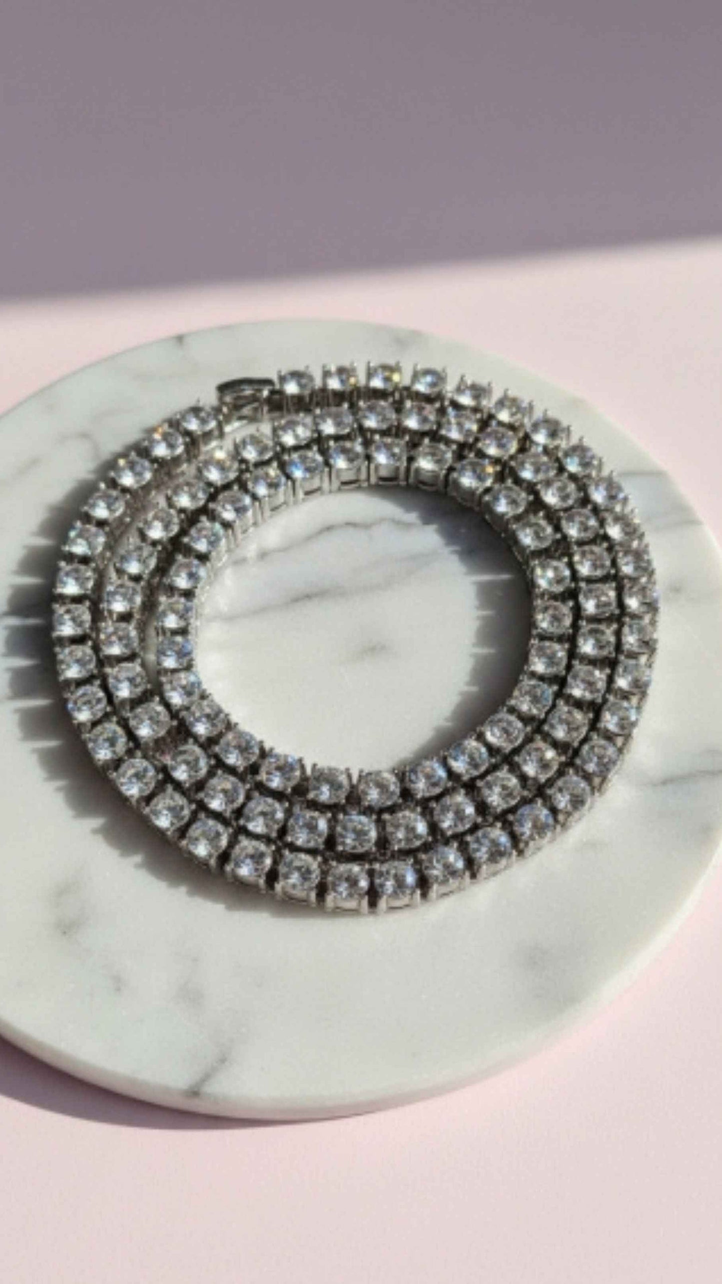 Waterproof Stainless Steel Gold Plated Crystal Tennis Necklace Chain