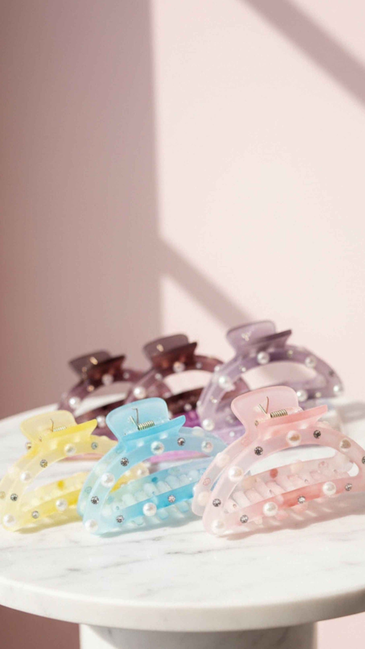 Pearl & Rhinestone Gradient Curved Hair Clamps Pack of 12