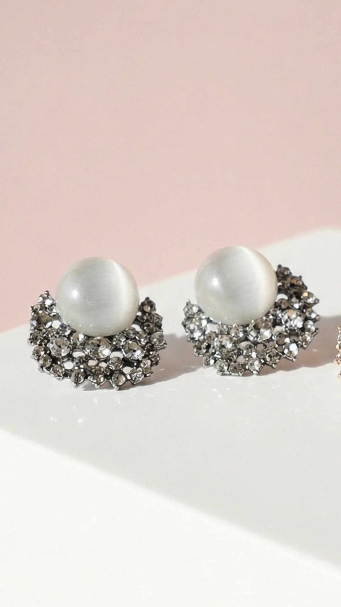 Curved Crystal Non Pierced Clip On Earrings