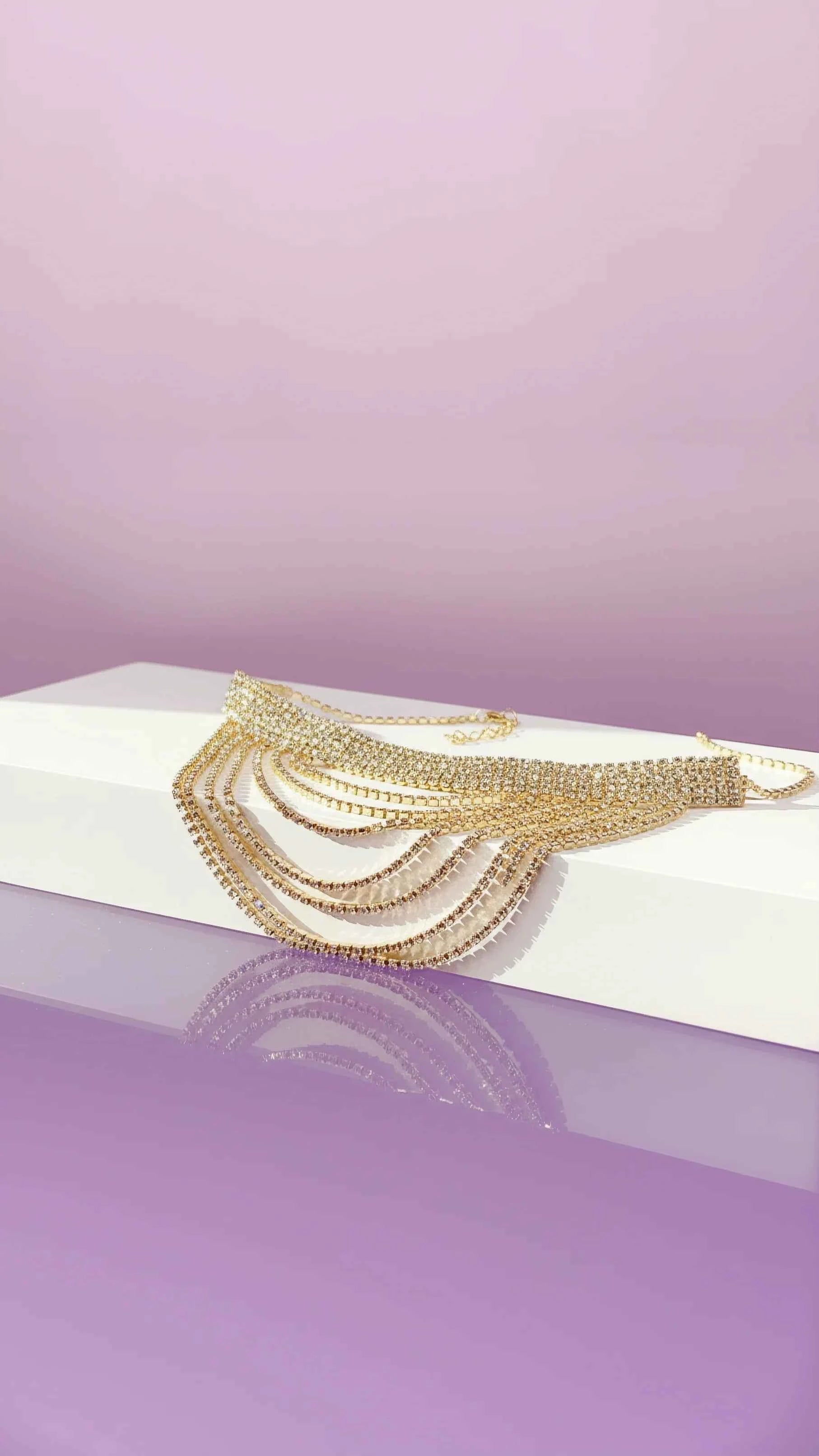 Layered Diamante Crystal Choker Necklace