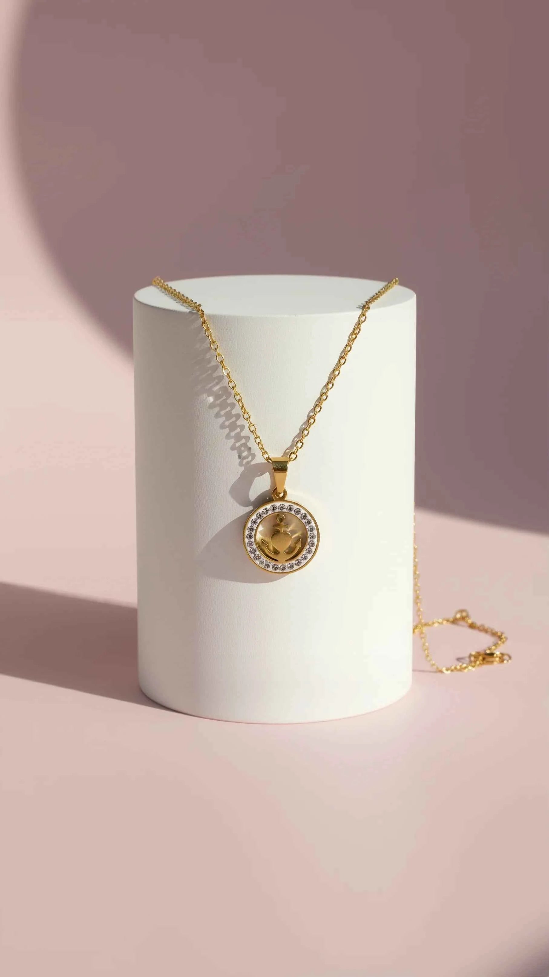 Pavé Crystal St Christopher Anchor Pendant Necklace