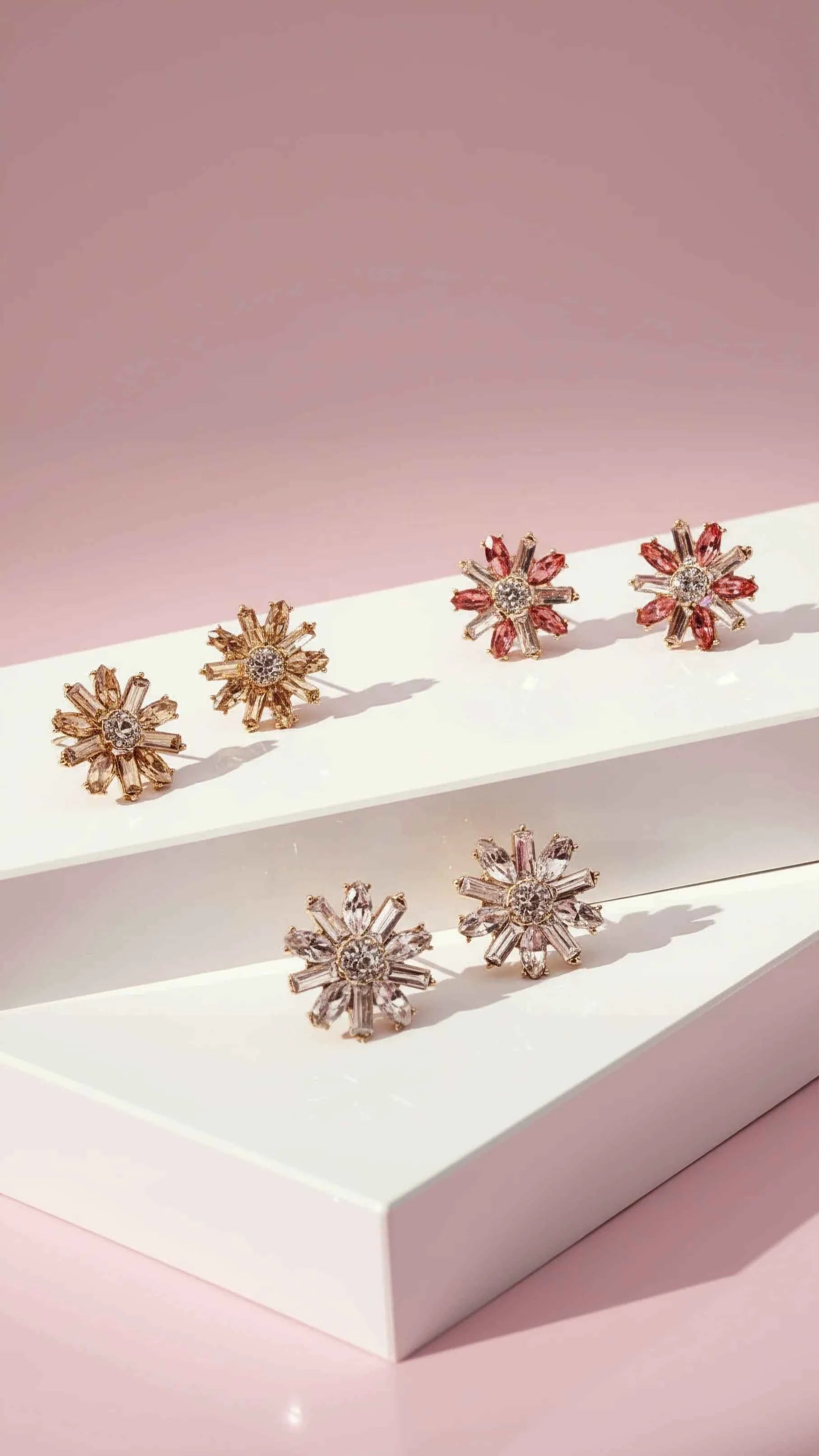 Flower Cluster Crystal Stud Earrings