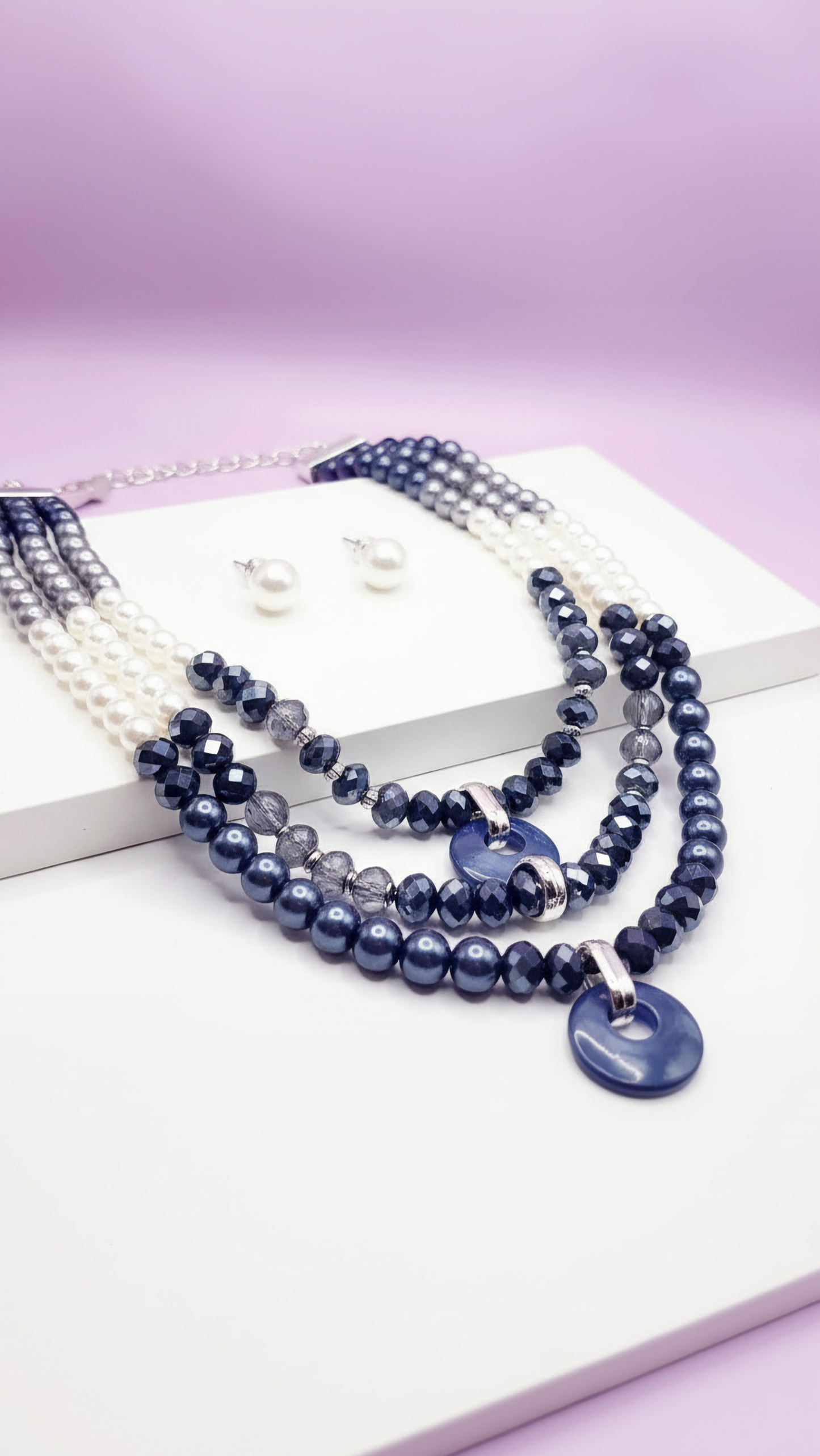 Pearl Multi Layerered Necklace & Earrings Set
