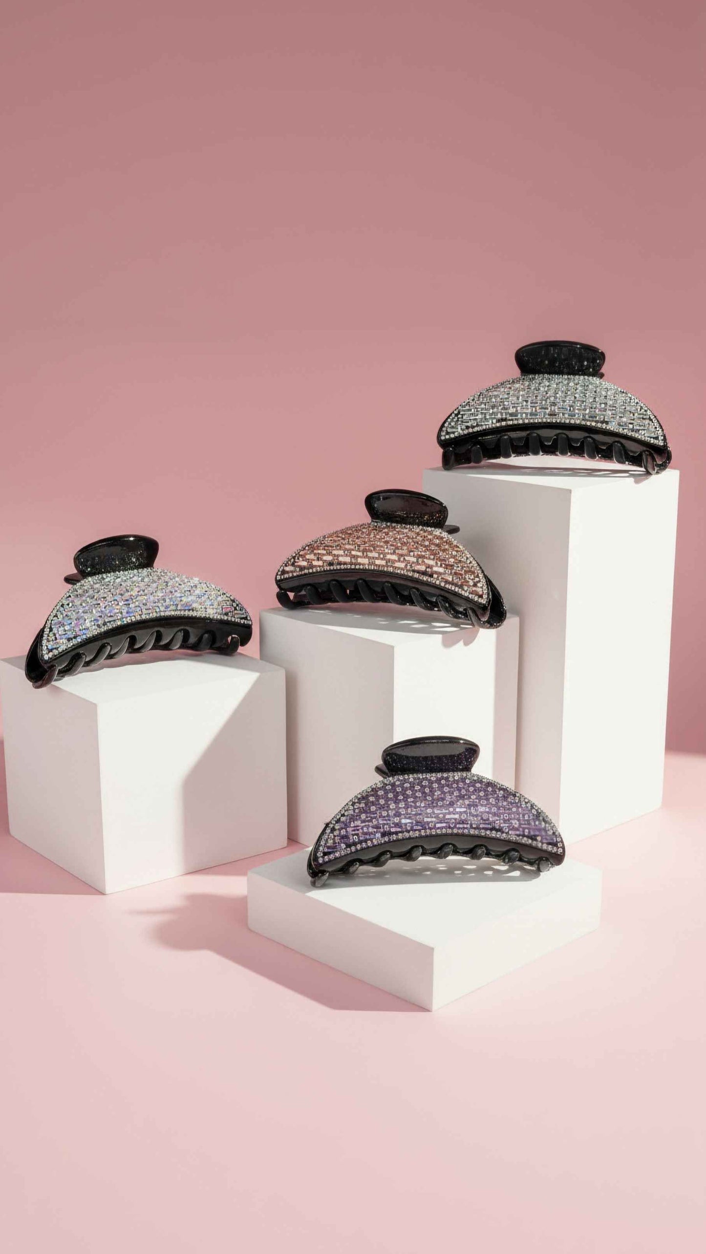 Mirrored Crystal Curve Hair Clamps Pack of 12