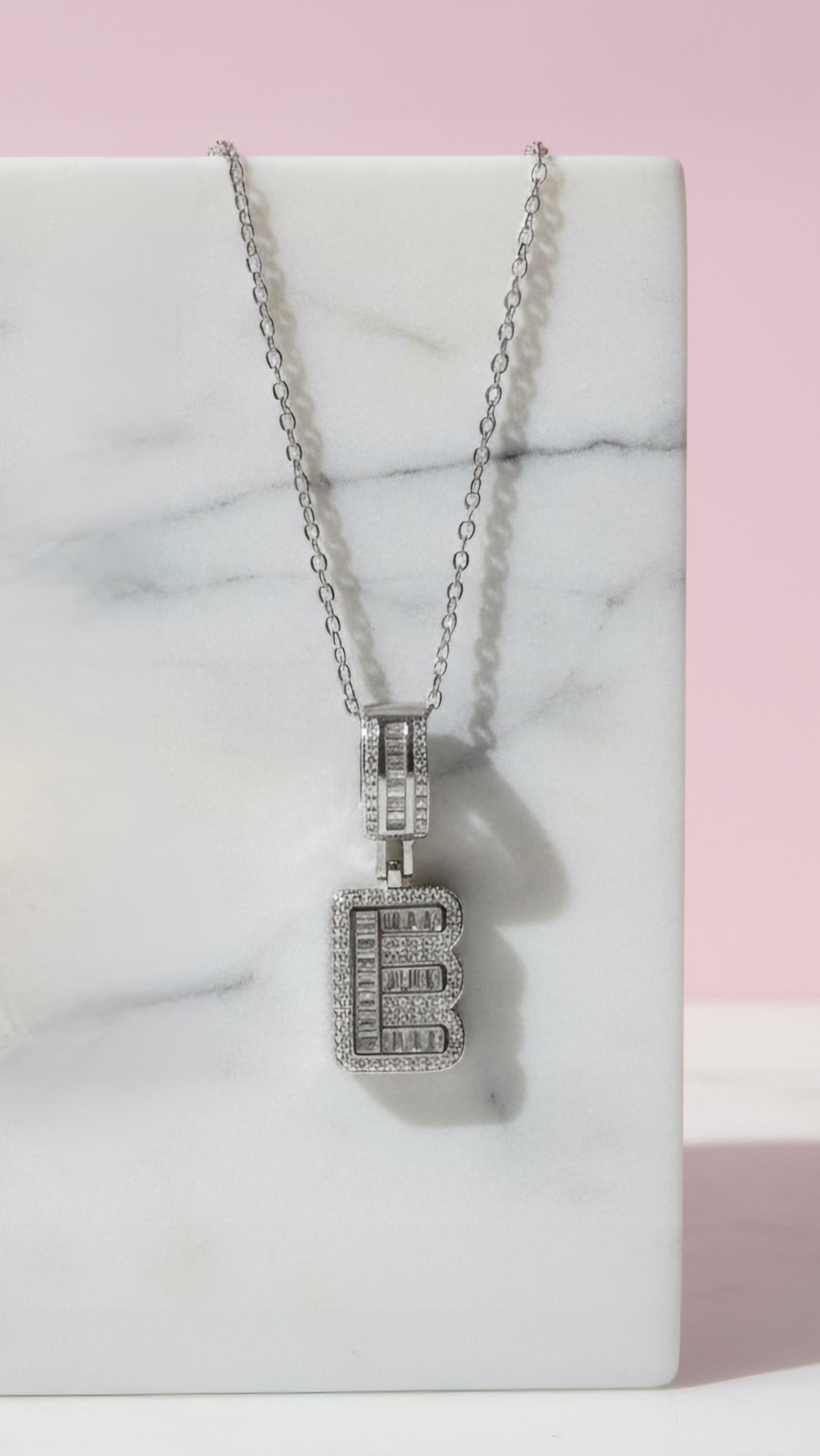 Letter E Crystal Personalized Initial Necklace