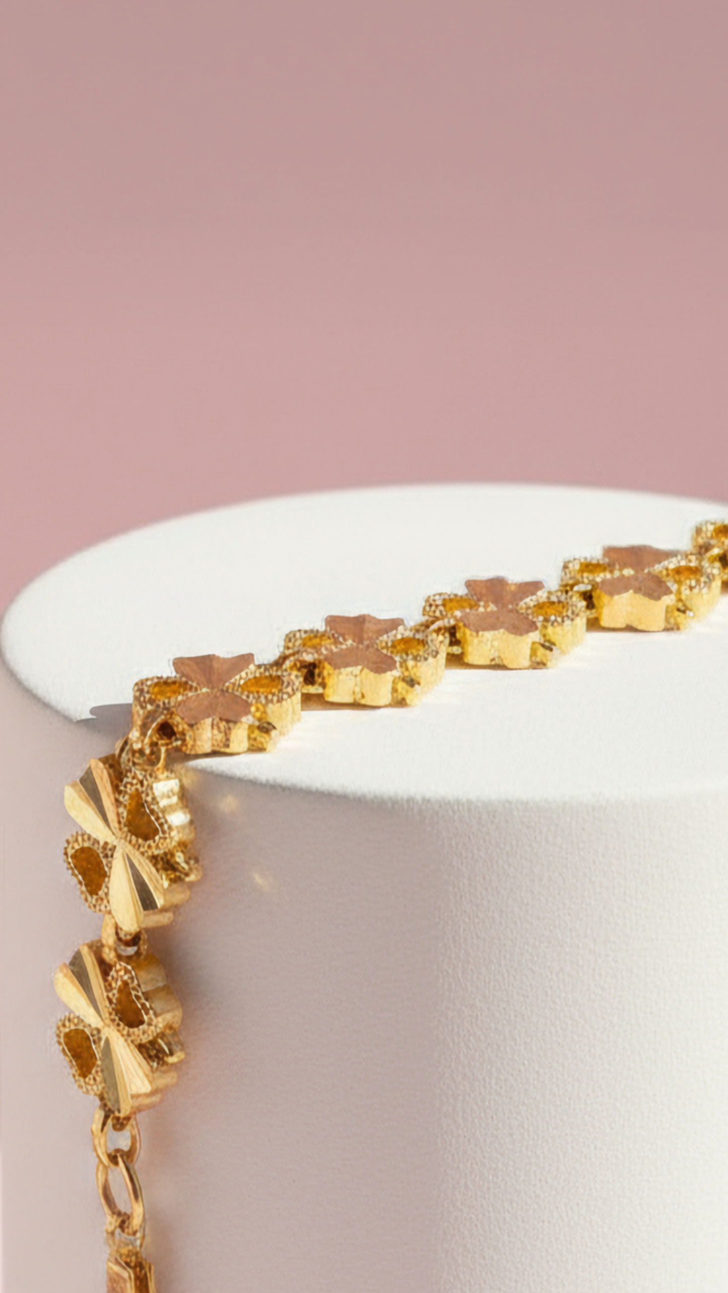 Waterproof 24k Gold Plated Clover Leaf Link Bracelet