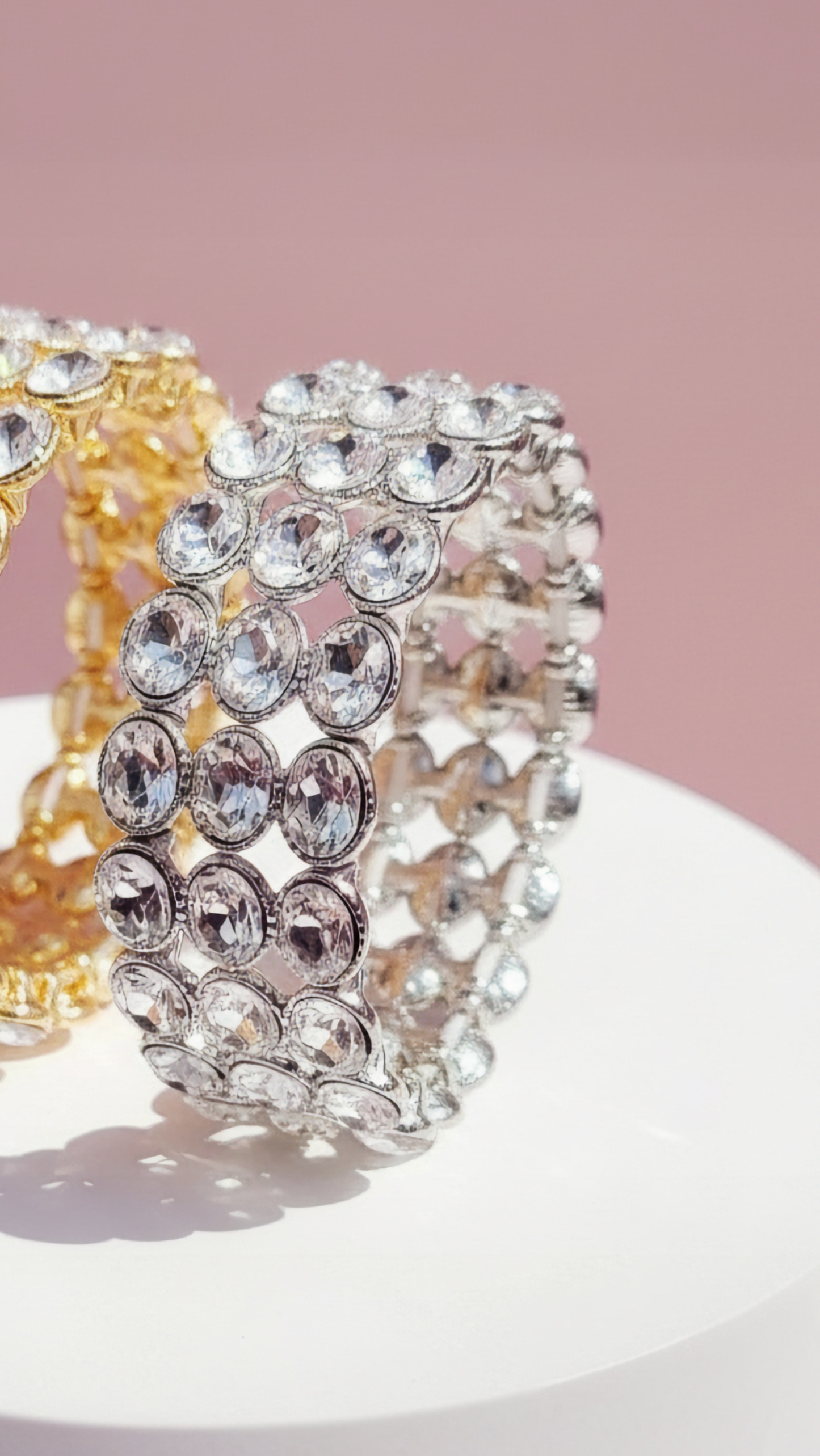Oval Layered Crystal Stretchy Bracelet